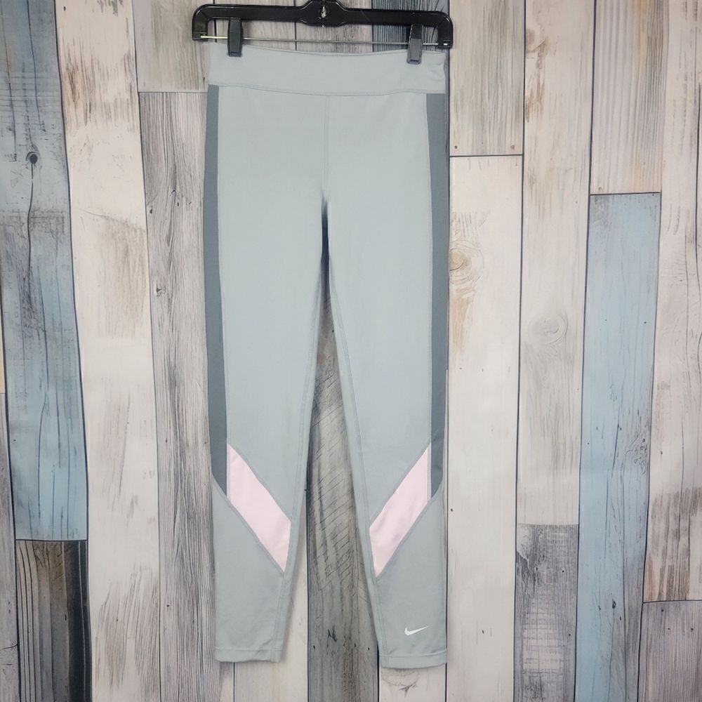 Nike Girls Dri Fit Gray Pink Leggings Size XL